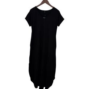 Zilcremo Black Loungewear Long Maxi Casual Summer Dress Size M Pockets Side Slit